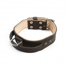 Double Leather collar Nero 45mm x 600 mm with handle