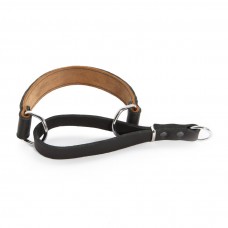 Half Check collar double leather Nero 30 mm wide with leather